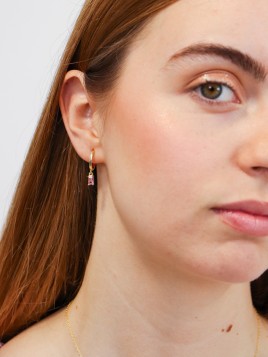 Aros Baguette Rose Baño Oro