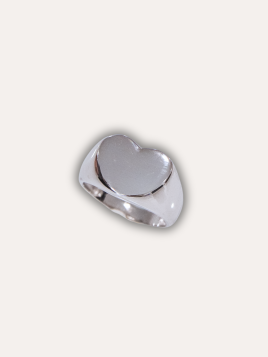 Anillo Sello Corazón Plata